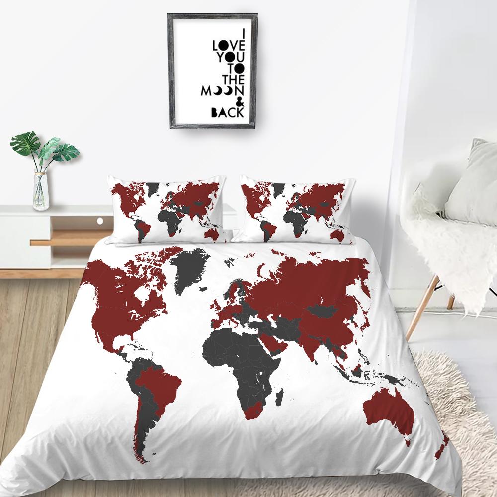 Neue Mode Bettbezug Karte Quilt Abdeckung King Size Bettwäsche Hause Bettwäsche Einzigartige Design Teen Kinder Welt Bettwäsche Abdeckung set