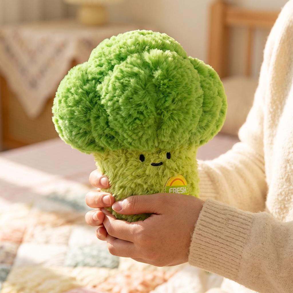Broccoli Plush Toy - Soft Vegetable Stuffed Animal, Cute Food Doll for Bedroom Decor Kids' Gift