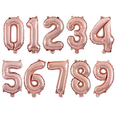 32 Inch Roségoud Digitaal Ballonnummer Helium Folie Verjaardagsfeest Bruiloftsdecoratie