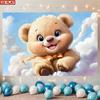 2D Flat Banner, 1 Cute Cartoon Teddy Bear Polyester Banner, Suitable for Home, Bedroom and Party Decoration