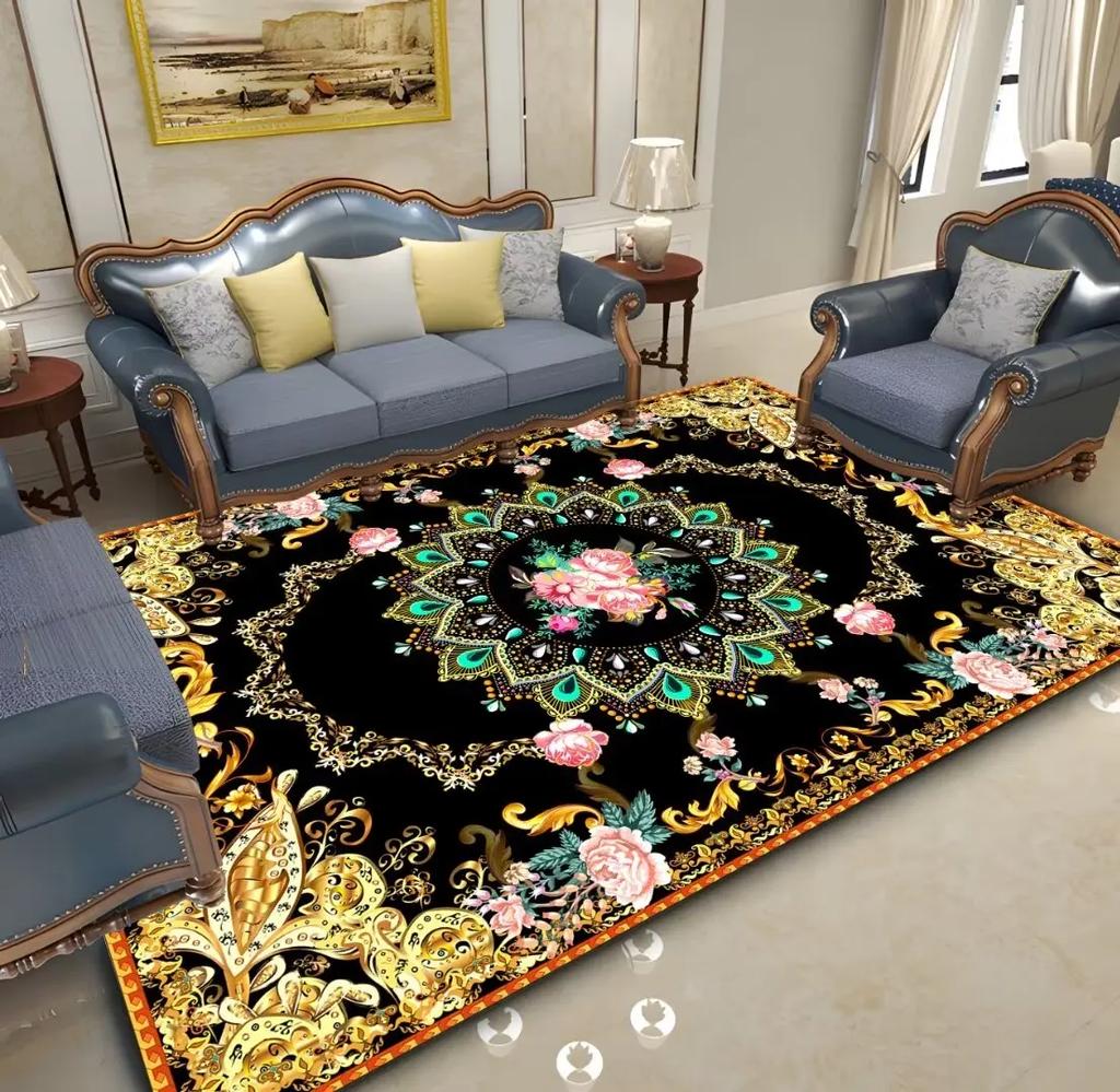 European Style Red Plush Carpet for Living Room Decoration Home Luxury Large Area Rugs Bedroom Non-slip Washable Sofa Floor Mats