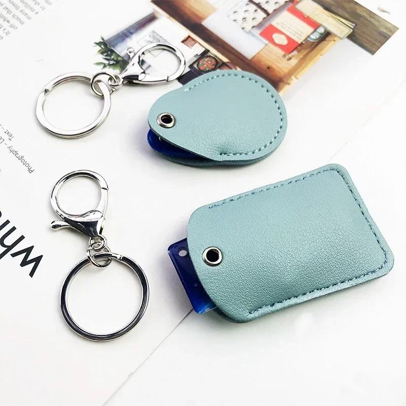 Leather Card Holder Keychain Key Ring Door Lock Access Tags ID Card Case Keychain Access Card Bag Key Tag Ring