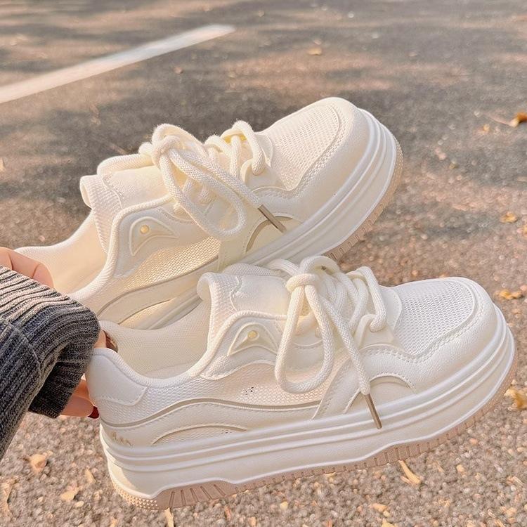 Summer New Breathable Mesh Niche Bread Shoes Platform Casual Sports Board Shoes