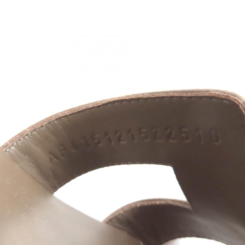 Excellent HERMES Sandals Oasis H-design chunky heel leather Epsom Leather 37.5 Used