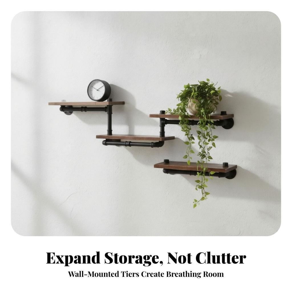 Multi-Functional Industrial Shelf Vintage, Wall-Mounted Shelving Unit, for Cafe