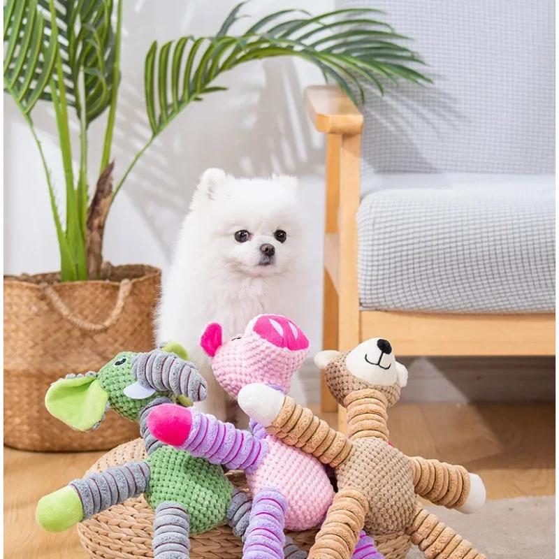 Indestructible Dog Toys for Aggressive Chewers Large Breed Squeaky Plush Chew Toys with Animal Shape Puppy Teething Training