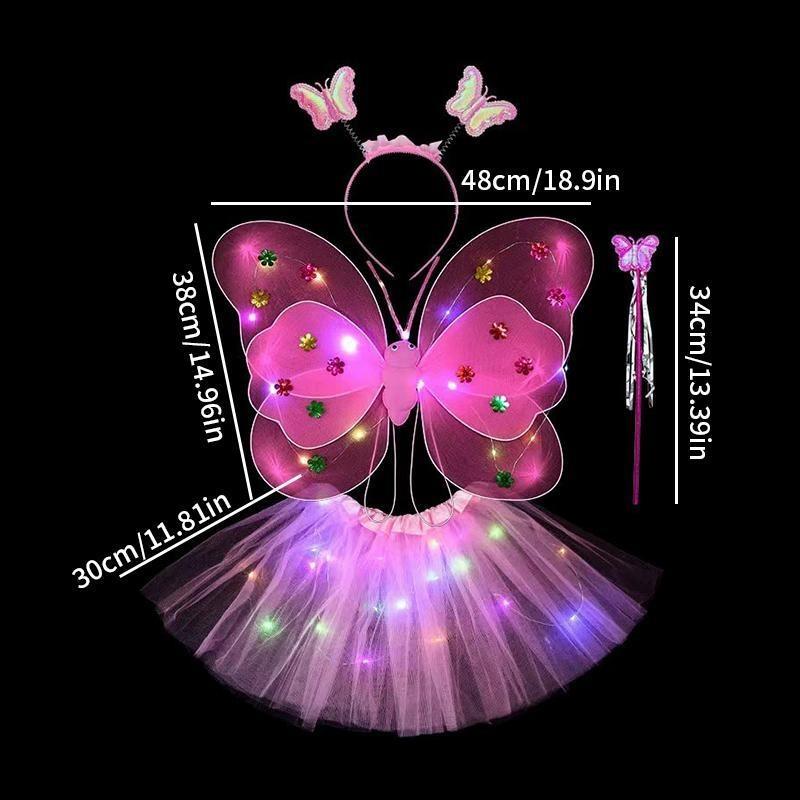 Luminous Wings Flashing Butterflys Skirt Lights Suits LED Children Costume Toys Girls Angel Children Fairy Props Photography Toy