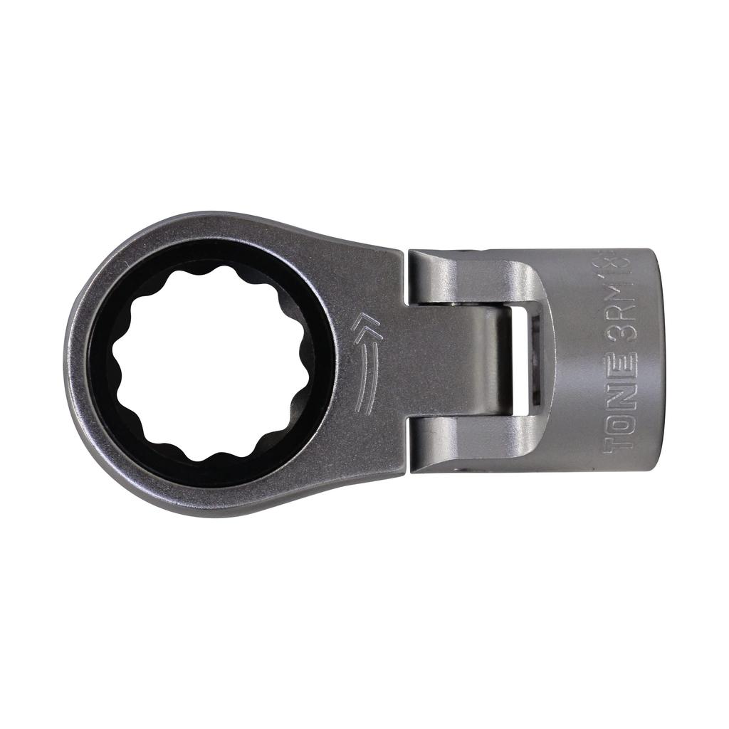 TONE Flex Ratchet Open End 18mm Width Socket, 3RM-18F, 9.5mm (3/8") Drive,