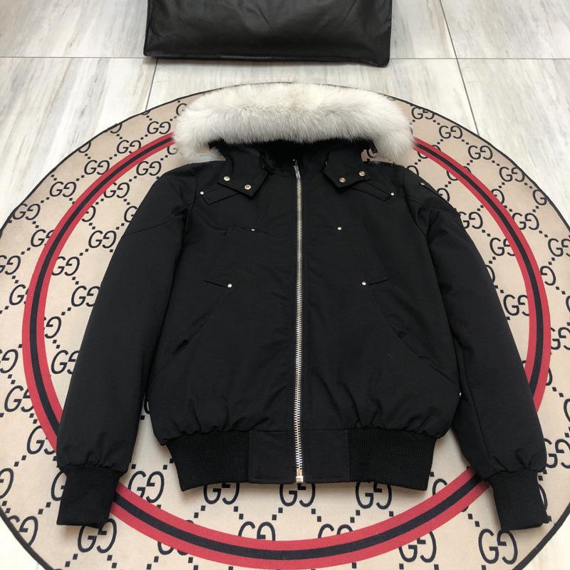 Męska kurtka puchowa z kapturem Moose z kołnierzem z futra lisa