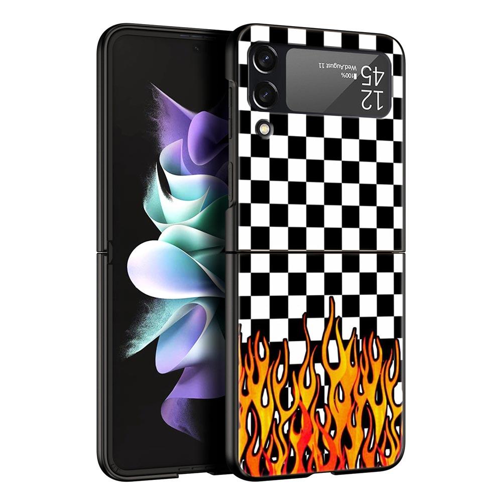 Schachbrett kariertes Schachbrett Hülle Für Samsung Galaxy Z Flip3 Flip4 Flip5 Hülle Schale Für Z Flip 3 4 5 6 7 Harte Faltabdeckung