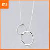 Double Circle Interlock Clavicle Short Necklace Silver Color Necklace For Women Collares S-N191