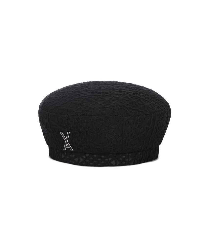 Bajal Epoxy Stud See-Through Beret Black