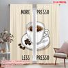 2pcs 2D Flat Printing Curtains Espresso Coffee Cup Beans Fabric Without Electricity Festive Holiday for All Season Celebrations