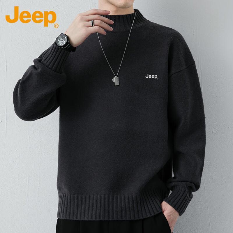 JEEP Men's Thermal Mock Neck Long Sleeve Knit Sweater