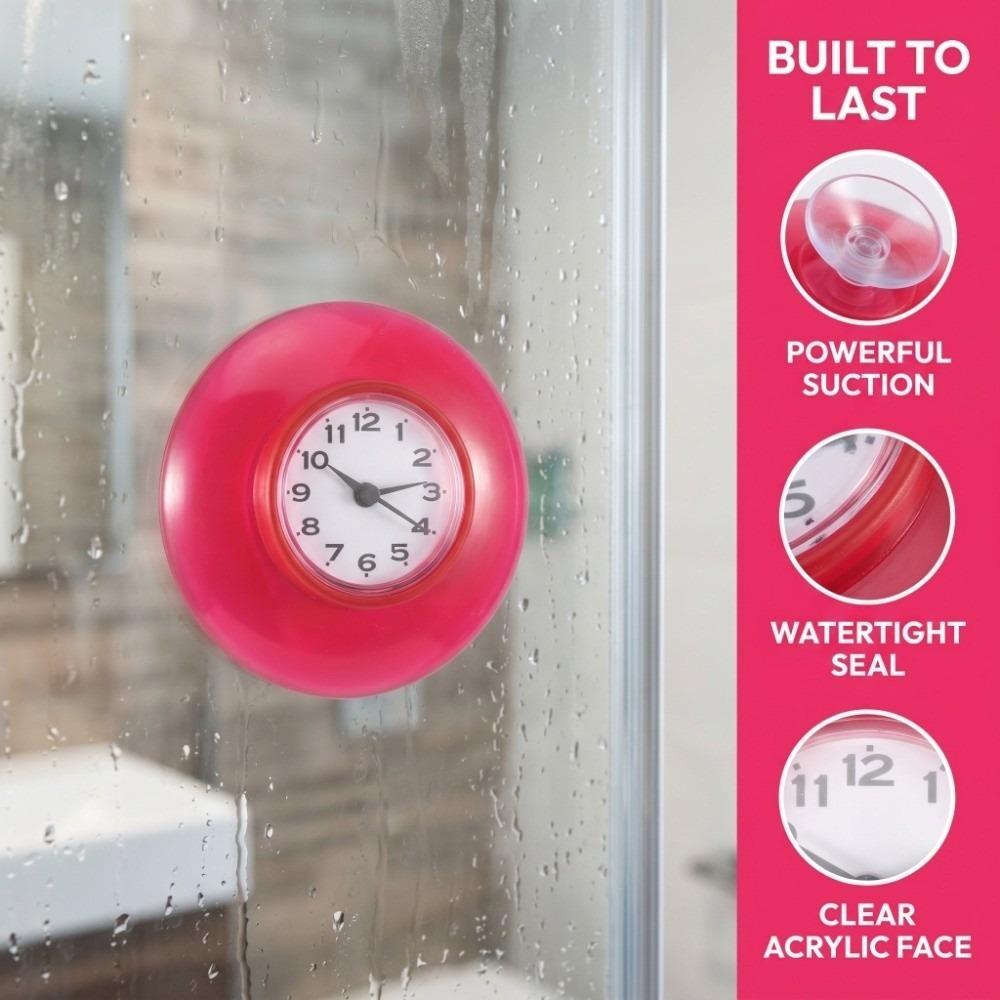silicone Suction Cup Clock Clear Mirror Bathroom Clock Decoration Mirror Display Clock Sauna
