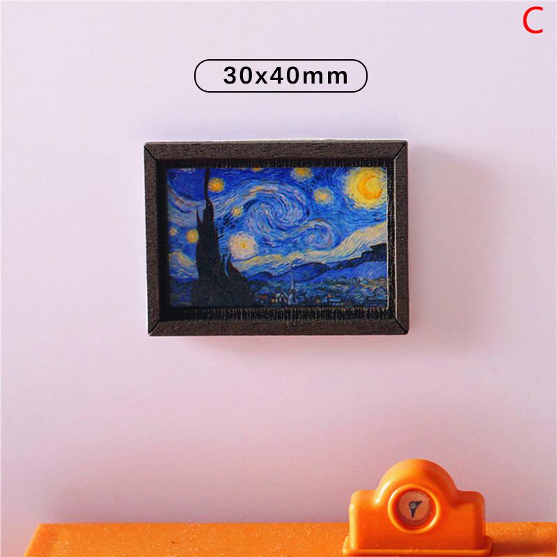 

Мініатюрна фоторамка для лялькового будиночка Картина маслом Настінний живопис Меблеві аксесуари C