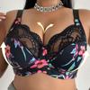 Plus‑Size Sexy Bra with Printed Lace U‑Shape Lifting Beauty‑Back Women Lingerie