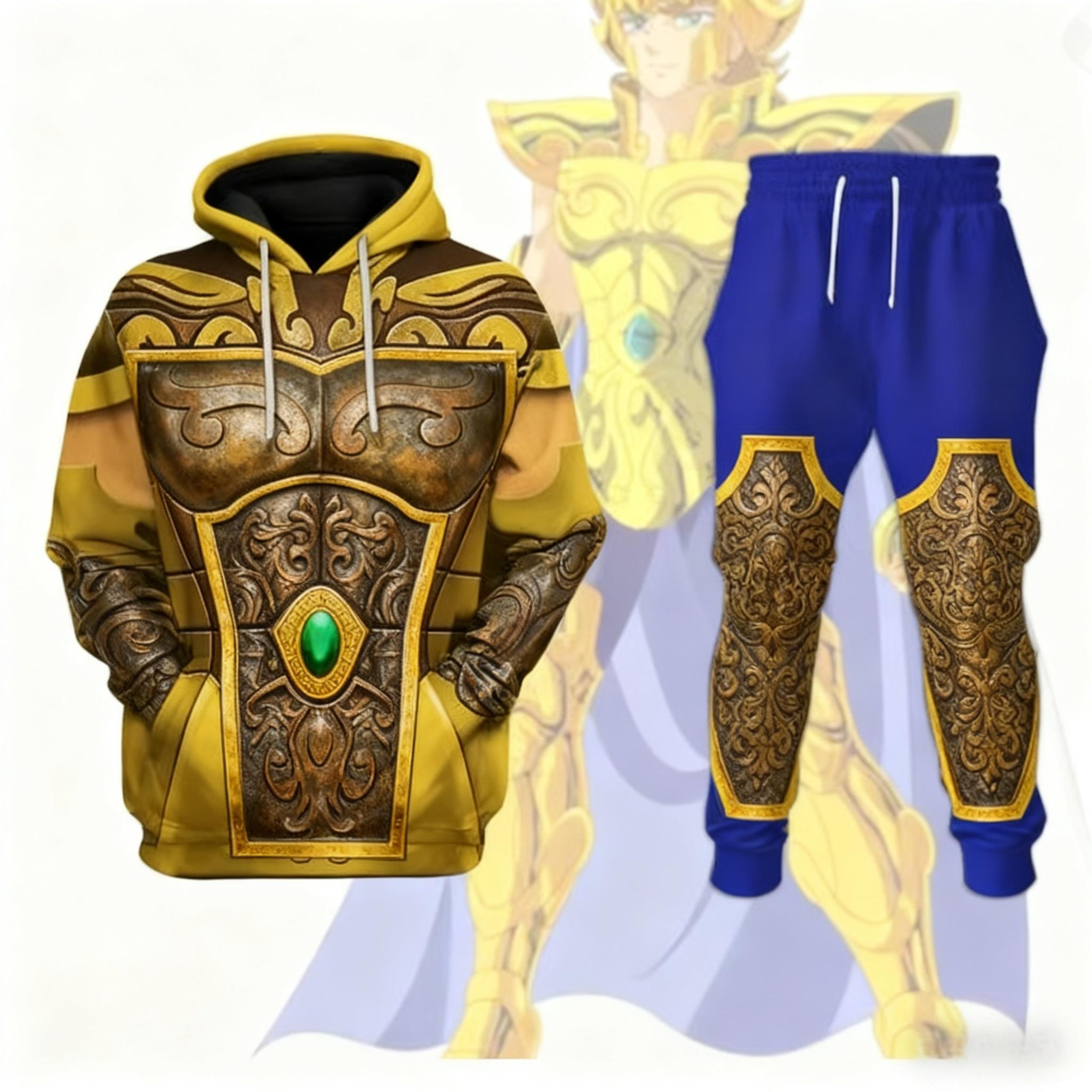 

Popular Cosplay Anime Saint Seiya printed hoodies pants sets 3D Street Harajuku Tracksuit sets Men s Sports jogging Set L