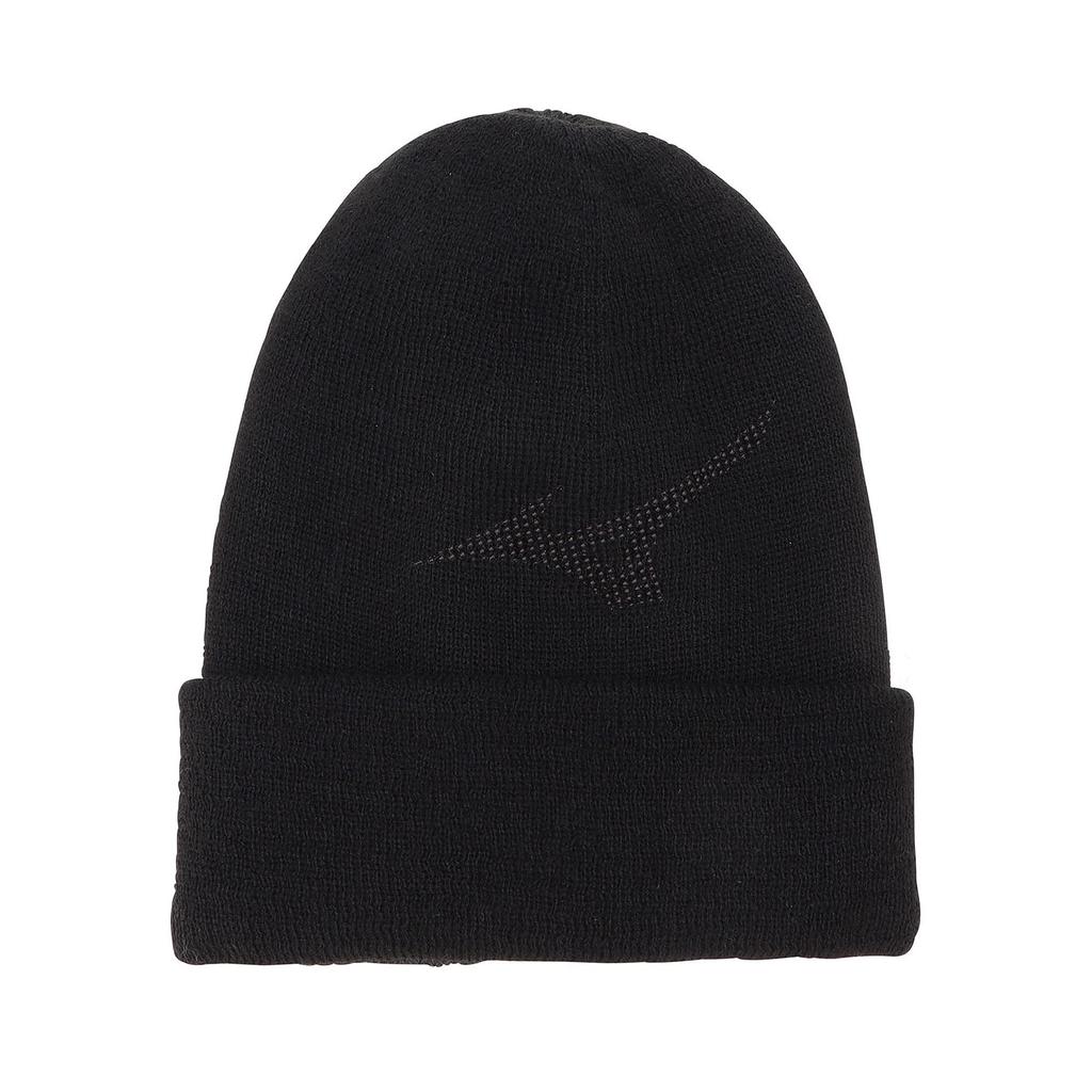 Mizuno Breath Thermo RB Logo Knit and Free Size Cap, Moisture-Wicking Heat-Retaining, Men's, Black, (E2MW1505)