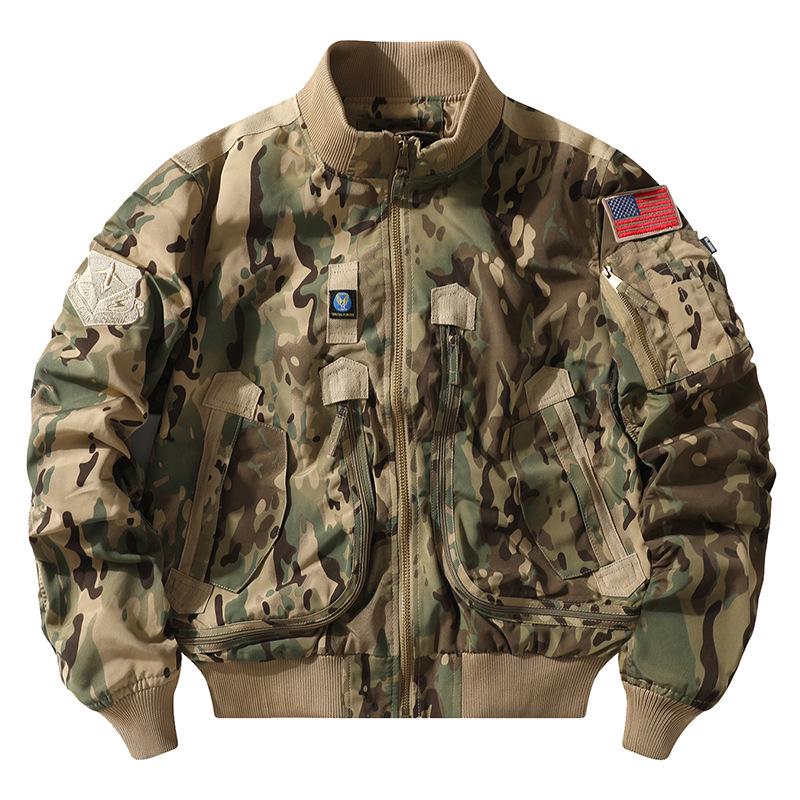 Giacca da baseball da pilota dell'Aeronautica 726 - Collo alto, stile workwear, resistente a graffi e usura, capospalla sottile.