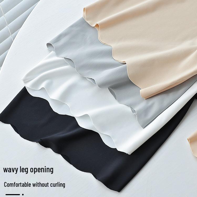 Plus Size Women's Safety Leggings with Anti-Exposure Wave Edge and Ice Silk, 2-in-1 Underwear.