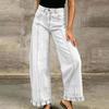 Women's Loose Fit Vintage Distressed Patchwork Denim Pants for Casual Everyday Wear