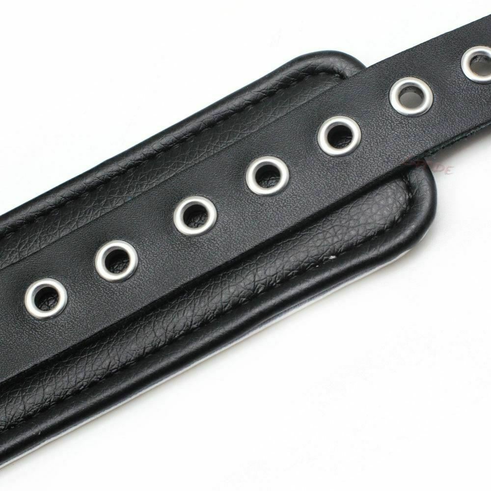 Black Silver Leather Wrist Handcuffs Restraints Cuffs & Shackles