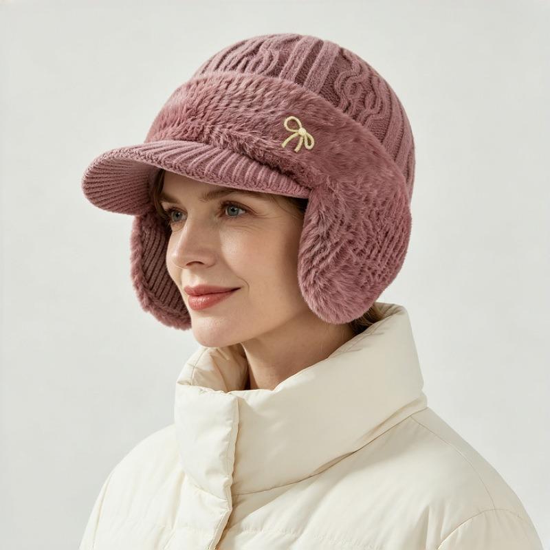 Women S Winter Fleece Knit Earflap Cap For Middle Aged Moms