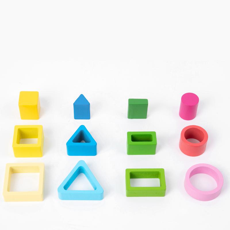 Montessori Wood Toys for Kids Wooden Sorting Stacking Toys for Baby Toddlers Educational Shape Color Sorter Preschool Kids Gifts