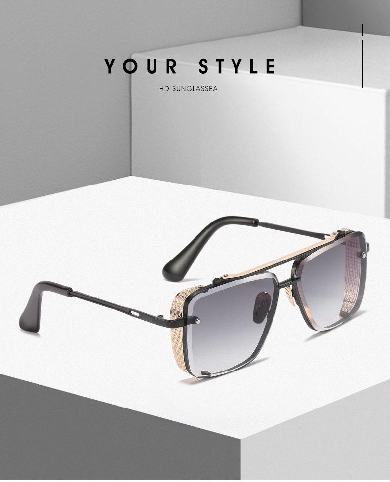 Occhiali da Sole Uomo Classici Lusso Alta Qualità Steampunk Dorati Moda Occhiali da Sole per Donna Specchio Quadrati Metallo Top Piatto Ombreggiati