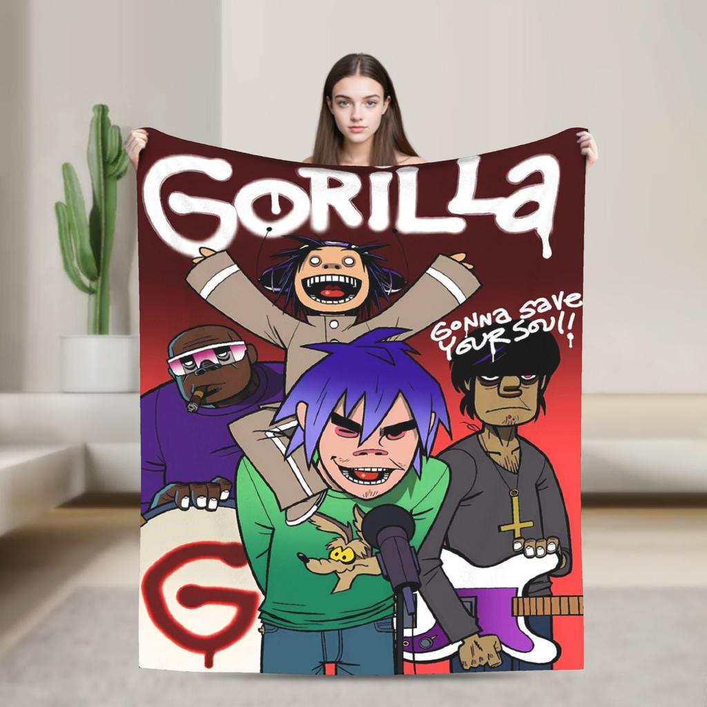 Gorillazs Flannel Blanket Winter Band Rock Warm Throw Blanket for Children Home Decor Graphic Bedspread Sofa Bed Cover