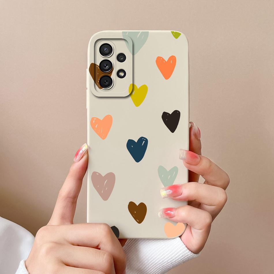 For Samsung Galaxy A72 Phone Case Love Heart Soft Liquid Silicone Camera Protection Back Cover For Samsung A 72 4G 5G Funda Capa