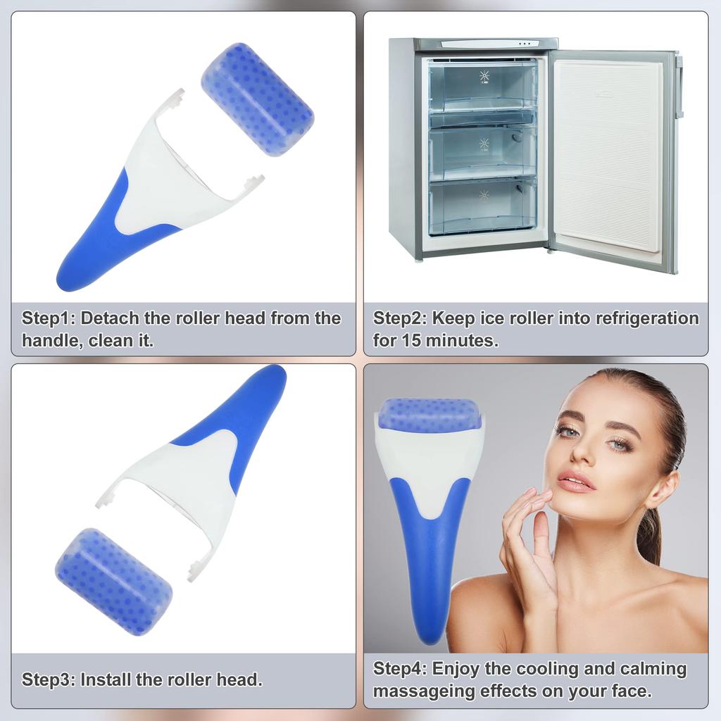 VOCOSTE Facial Ice Ice Face Roller Facial Roller Skin Care Tool for and Puffiness Purple and Blue Rollers, 2-Piece Set, Massager, Face, Eyes,