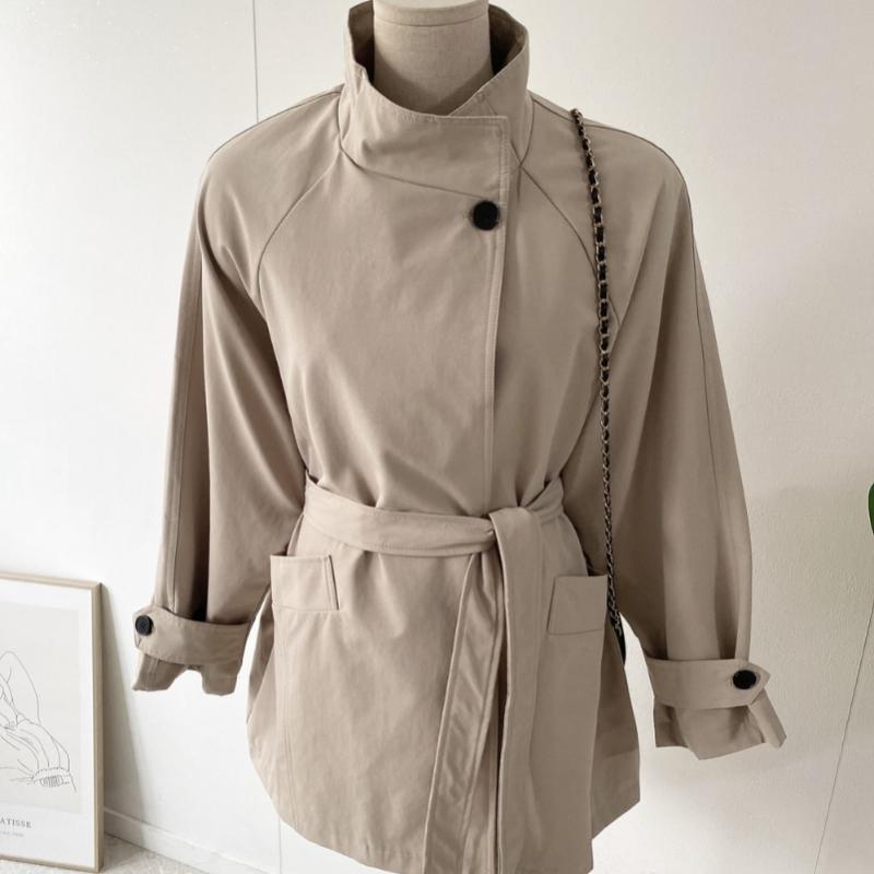 HOney J Women S Spurred Half High Neck One Button Half Trench Coat  4 colorS 
