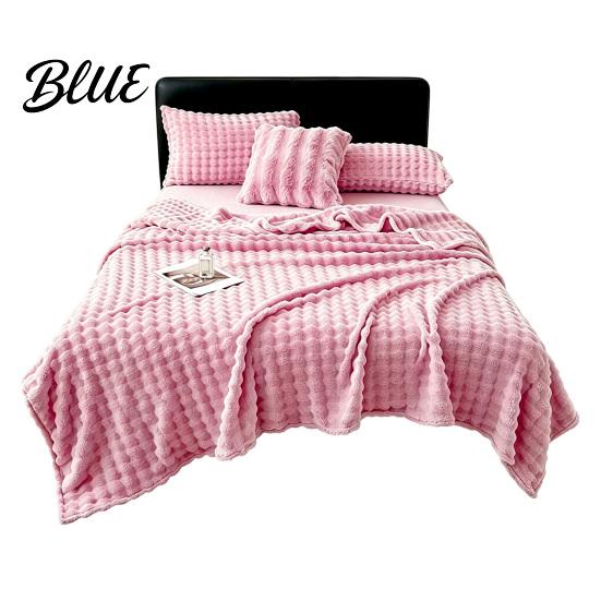 High Density Flannel Texture Thickened 3D Bubble Plush Blanket Throw Soft Rabbit Fur Thermal Nap