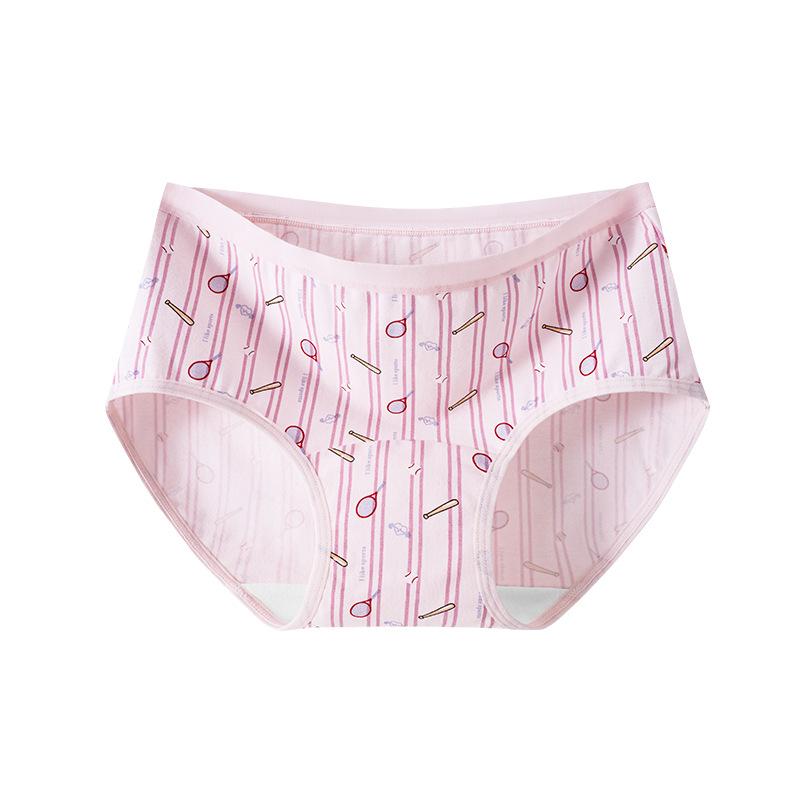 Female Spring Cotton Lovely Print 10A Anti Bacterial Breathable Mid Waist Panties