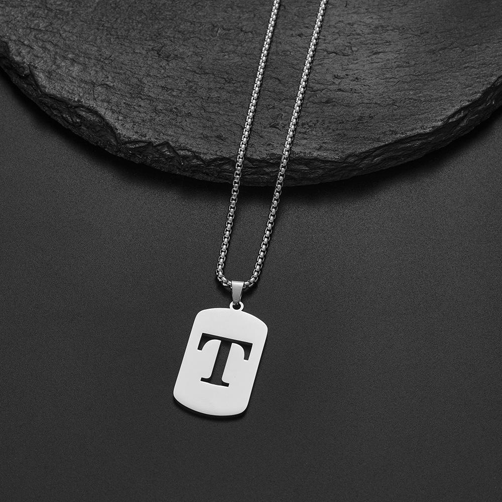 Unisex Stainless Steel English Alphabet Necklace - Niche Design, Simple, Versatile Long Chain for Hoodies