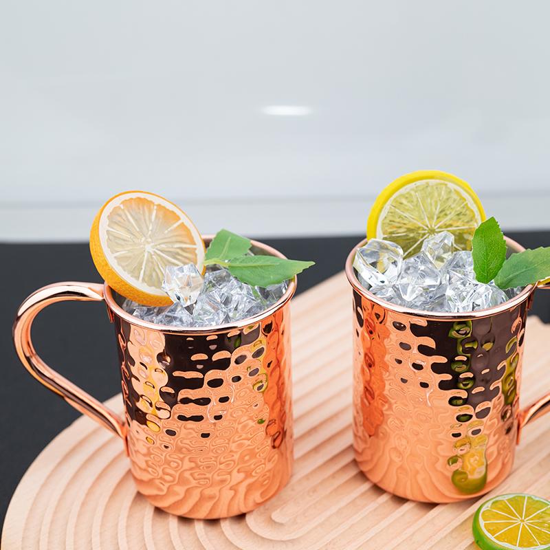 8 Stück Cocktail-Weinglas Moscow Mule Becher Edelstahl Gehämmert Kupferbeschichtet Bierbecher Kaffee Barwerkzeuge Trinkgeschirr für Ramadan