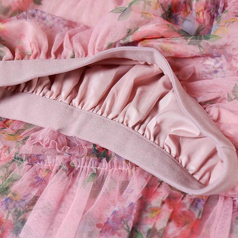 Dimanaf Jupes élégantes en mousseline de soie, taille élastique, plissée, maille, été 2025