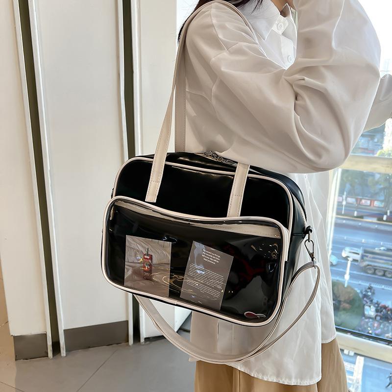 New Transparent Badge Commuter Wind Pain Bag Baby Bag Female Cute Jk Uniform Bag Portable Student Two-dimensional Messenger Bag