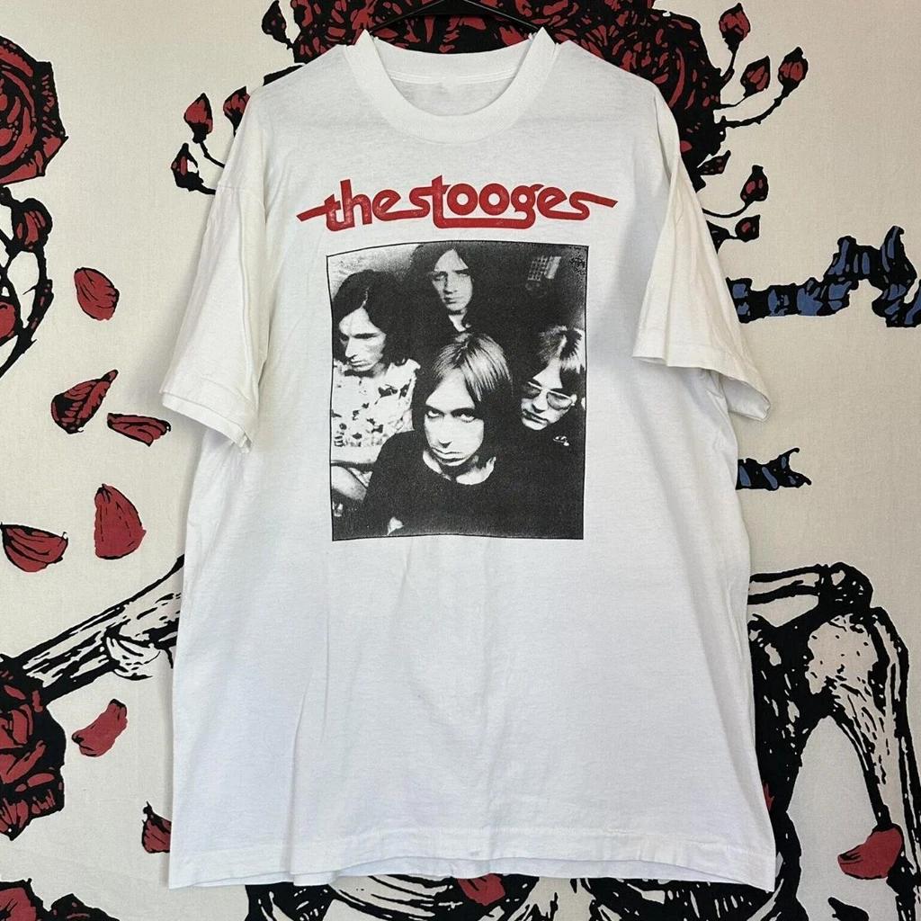 Футболка белая 100% хлопок рок-группы The Stooges Мужские футболки Топ Унисекс футболка Все размеры от S до 5XL 2F34 2XL