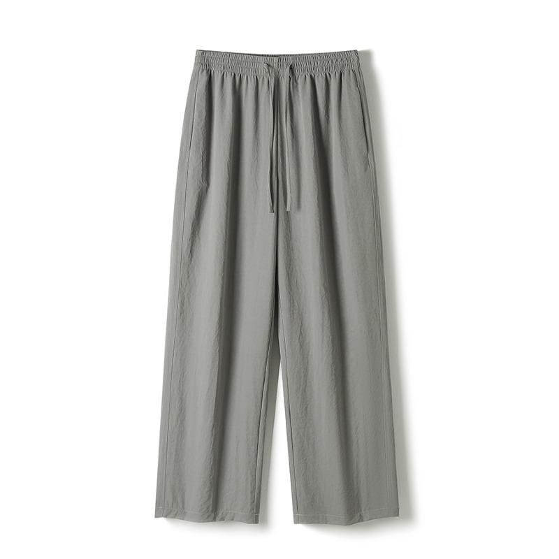 

Han Shu плиссированные брюки с текстурой Ямамото, эластичной талией, из молочной кожи, женские новые тонкие ленивые свободные широкие для высоких M