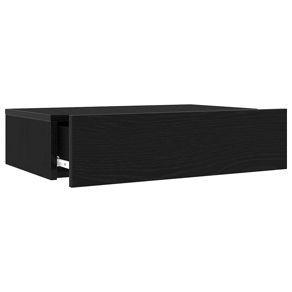 TV Cabinet with LED Lights Black Oak 60 X 35 X 15.5 Cm