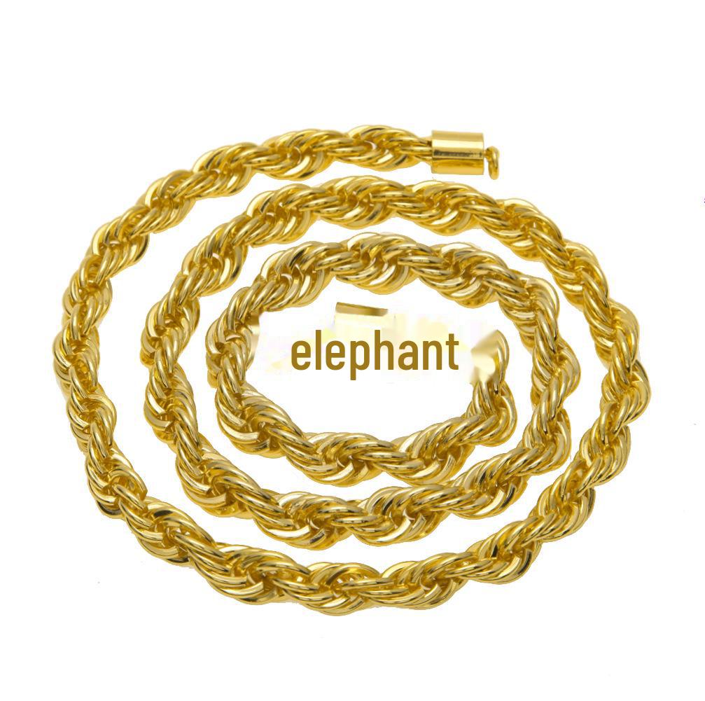 Vergoldete 1 cm dicke Halskette aus gedrehtem Seil für Herren – Stilvolles europäisches und amerikanisches Hip-Hop-Design