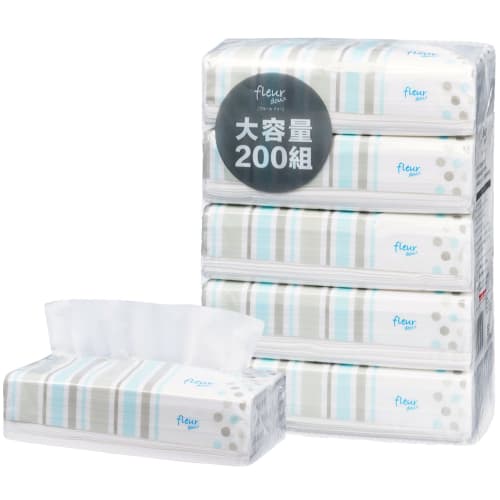 

Fleurdoux Soft Pack Tissues [Large Capacity 200 Pairs / 5 Tissues x 16 Packs (80 Tissues)] (Blue)