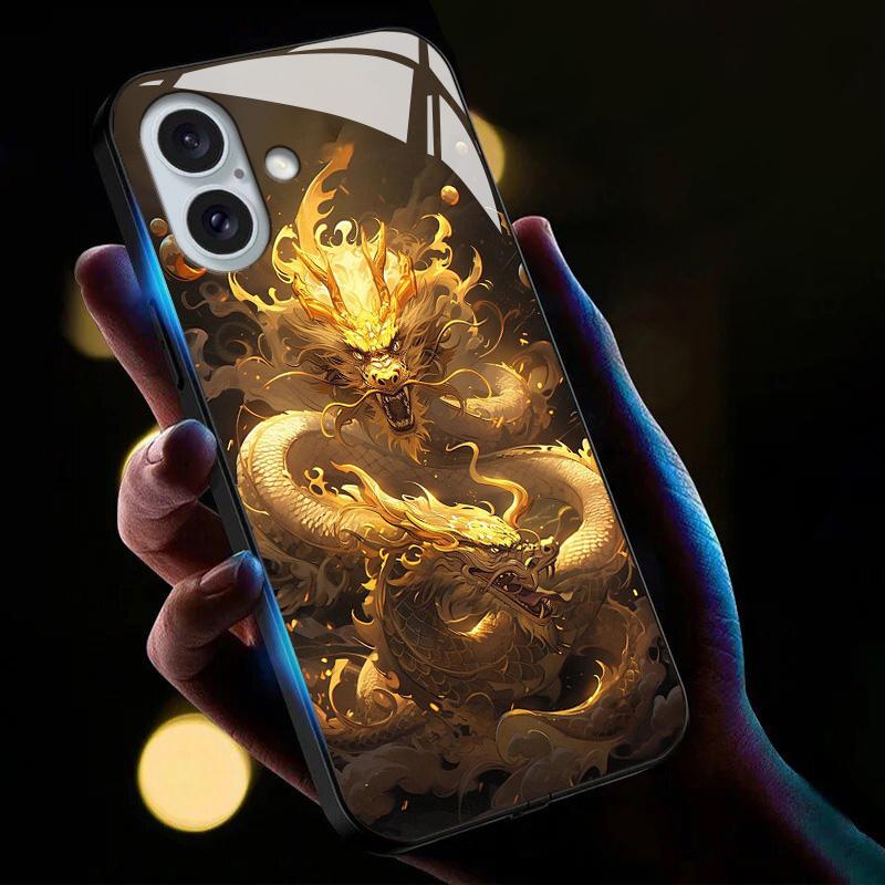 For iPhone 16 Case Call Flash Series Pattern Printing Tempered Glass+TPU Combo Phone Case