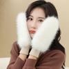 Women's Fashion Imitation Rabbit Fur Windproof Gloves Thick Warm Soft Gloves Lining Full Fingers Winter Warm Gloves Winter