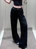 ALO Style High-Waisted Wide-Leg Women's Casual Pants with Reflective Logo Print and Elastic Waist
