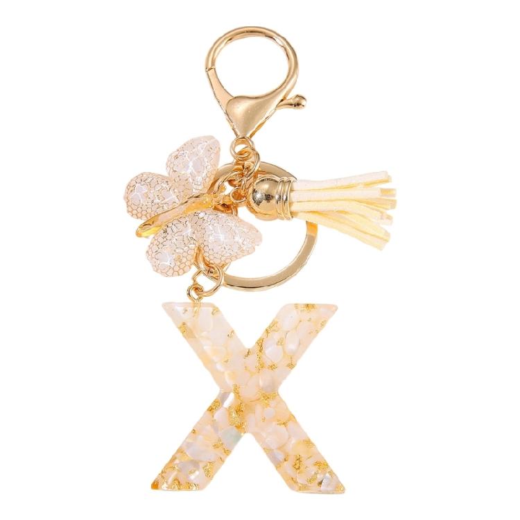 Decorative Initial Keychain Butterfly Charm Tassels Pendant Stylish Resin Alloy Material Compact Everyday Accessory