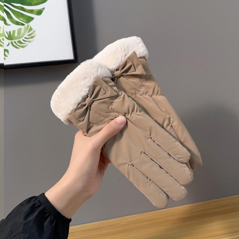 Gloves women autumn and winter velvet thermal cotton driving touch screen